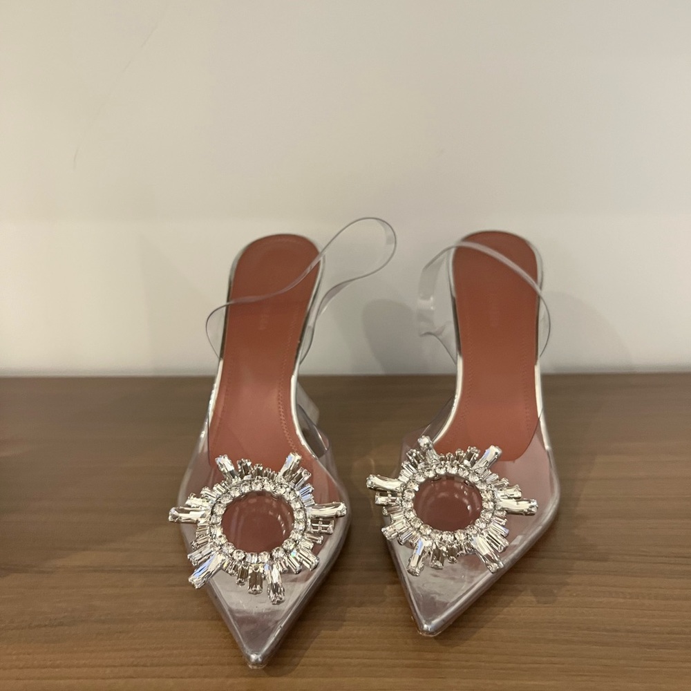Amina Muaddi Begun glass slingback pump 38